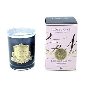 Cote Noire - Charente Rose Candle w/Gold Crest & Crystal Glass Stand 185g