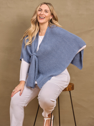 Willow Knitted Shawl - Denim