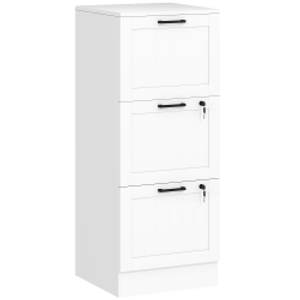 HOMCOM Mueble Archivador con 3 Cajones Cajonera para Escritorio con Rieles Colgantes Ajustables para A4 y Carta Blanco