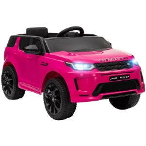 AIYAPLAY Coche Eléctrico para Niños con Licencia Land Rover Discovery Sport con Batería 12V Mando a Distancia Faros y Música Rosa