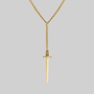DEMISE. Sword Lariat Necklace - Gold - Gold