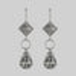 AMPHITRITE. Ornate Teardrop Hoop Earrings - Silver - Silver