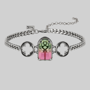 ALTAR. Gothic Arch Tourmaline Glass Choker - Silver
