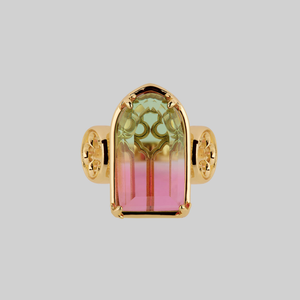 ALTAR. Gothic Arch Tourmaline Glass Ring - Gold