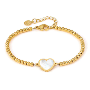 Emosfere Gold Plated Pearl Heart Bead Bracelet