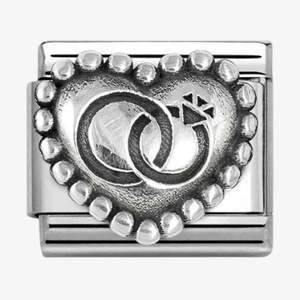 Nomination Stainless Steel & Silver Wedding Rings Bead Heart Charm 330101/90