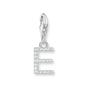 Classic Silver Zirconia Letter E Charm