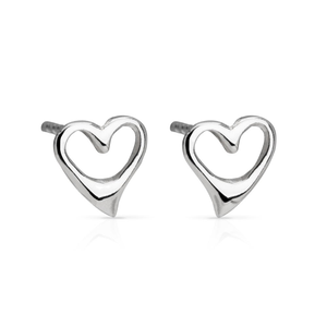 Signature Silver Open Heart Stud Earrings