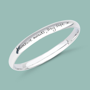 Portrait Identity Silver 8mm D Shaped Handwriting Bangle