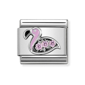 Classic Silver & Cubic Zirconia Flamingo Charm