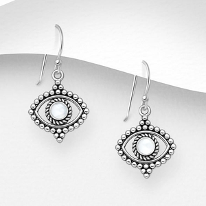Signature Silver Mother Of Pearl Eye Drop Earrings