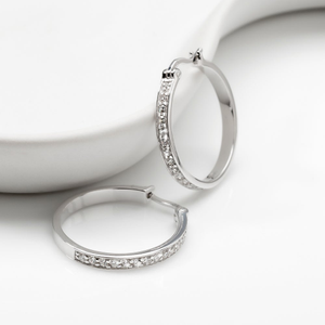 Signature Silver CZ Heavyweight Hoop Earrings