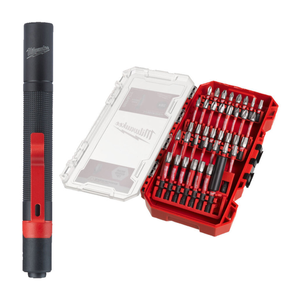 Milwaukee 4932860932 39 Pieces Shockwave Impact Duty Bit Set with IPL LED Pen Light