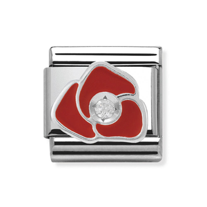Classic Silver CZ & Enamel Rose Charm
