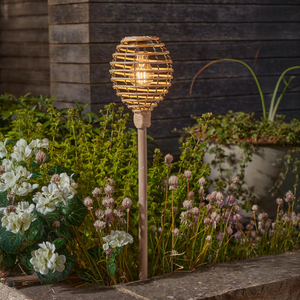 Lumina Solar Torch Stake Light Woven Rattan Effect 70cm