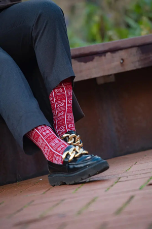 Benin Red and White Socks