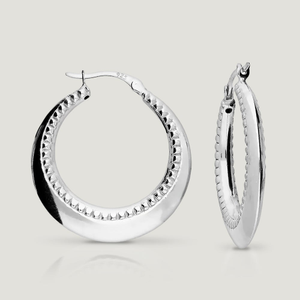 CANDY Cane Silver Inner Bead Detail Hoop Earrings