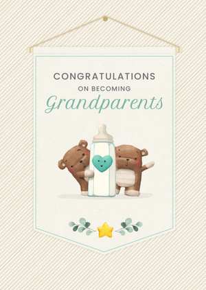 Uddle And Friends Cute Congratulations On Becoming Grandparents Card
