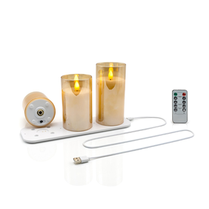 Auraglow Rechargeable Remote Control Flickering LED Glass Candles - 3 Pack [Warehouse Deal]