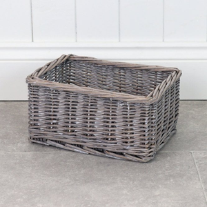 Small Grey Wash Wicker Storage Basket 