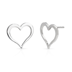 Signature Silver Open Curved Heart Stud Earrings
