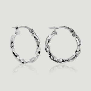 Signature Silver Twisted Hinged Hoop Earrings