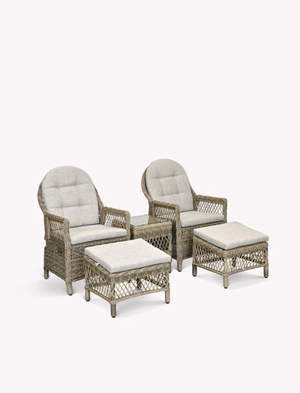 Frilford Recliner Set - Pe Rattan, Natural