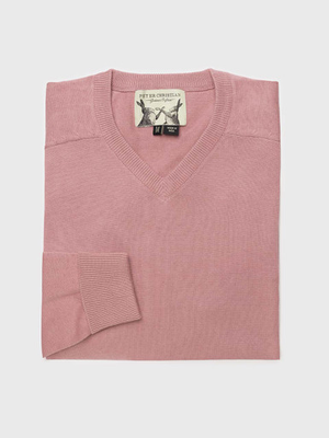 Rose Cotton V Neck Sweater