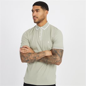 French Connection Mens Piping Polo Shirt Sage/White