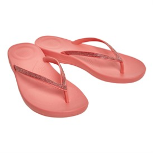 FitFlop Womens Iqushion Sparkle Flip Flops Rosy Coral