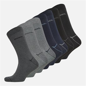 Bench Mens Santeven Seven Pack Dress Socks Black/Black/Navy/Navy/Light Grey Marl/Light Grey Marl/Charcoal