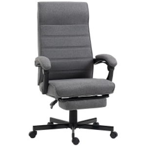 Vinsetto Silla de Oficina Reclinable con Altura Ajustable Reposabrazos y Reposapiés Retráctil 68x67x106-114 cm Gris