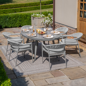 Maze - Florence Rope Weave 6 Seat Oval Dining Set with Lazy Susan