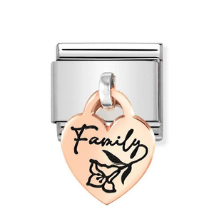 Classic Rose Gold Family Flower Heart Pendant Charm