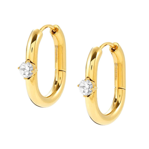 Chains Of Style Gold Plated CZ Hoop Earrings