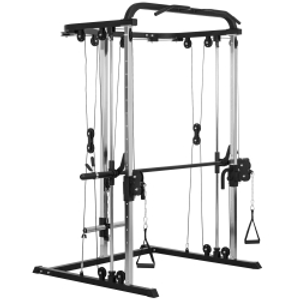SPORTNOW Máquina Multifunción de Musculación con Soporte para Sentadillas y Barra para Pesas para Entrenamiento Fitness Negro