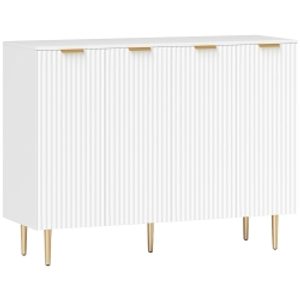 HOMCOM Sideboard Buffet Cabinet, Modern Kitchen Storage Cabinet with Adjustable Shelves and Metal Legs, White