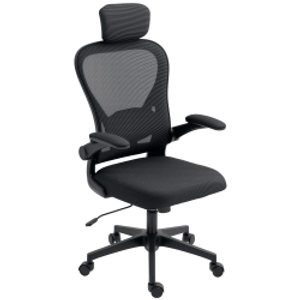 HOMCOM Silla de Escritorio de Malla Transpirable con Altura Ajustable Reposacabezas y Soporte Lumbar Ajustables Negro