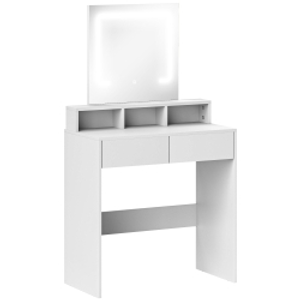 HOMCOM Storage Dressing Table, with LED Light Mirror - White