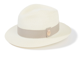 The Orford Fedora in Cream with Pebble Ribbon