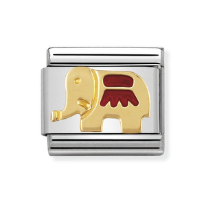 Classic Gold Red Elephant Charm