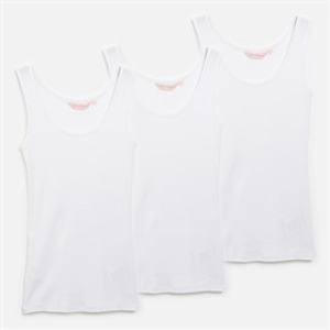 Board Angels Womens Three Pack Ribbed Vests White