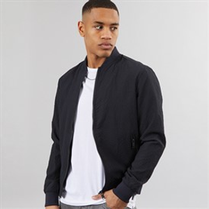 Brave Soul Mens Sebastian Bomber Jacket Dark Navy