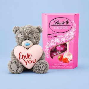 Tatty Teddy Bear & Lindt Strawberries And Cream Truffles