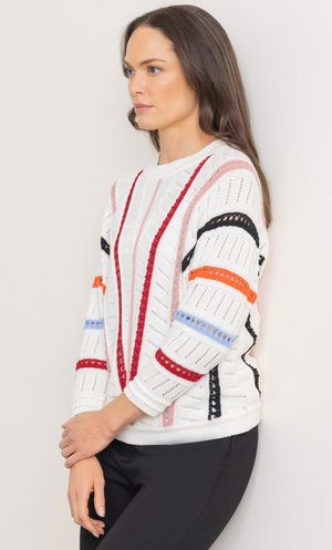Striped Knitted Jumper - White/Red/Blue