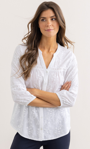 Embroidered Cotton Shirt - White