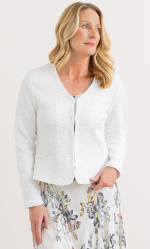 Anna Rose Jacquard Peplum Jacket - Ivory