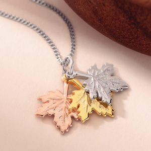 Tempest Wald Silver Triple Maple Leaf Necklace