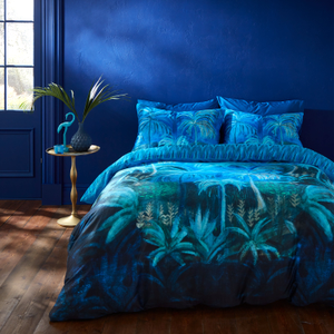 Matthew Williamson Midnight Palms Pure Cotton Duvet Cover Bedding Set Blue