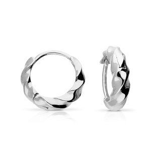 Signature Silver Twisted Huggie Hoop Earrings